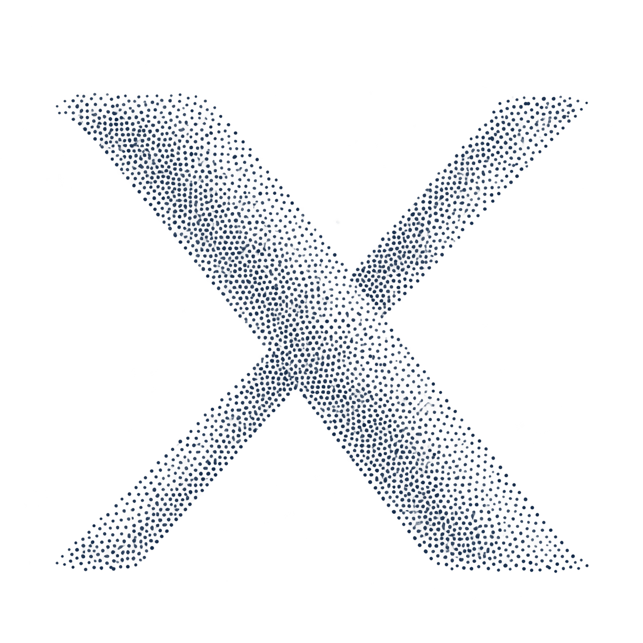 X – Logo im Navy-Punktrasterstil